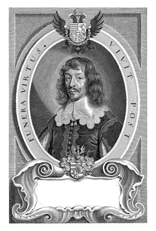 Téléchargez les photos : Portrait de Johann Maximilien, Pieter de Jode (II), d'après Anselm van Hulle, 1628 - 1670 Buste portrait de Johann Maximilien, comte de Lamberg. - en image libre de droit