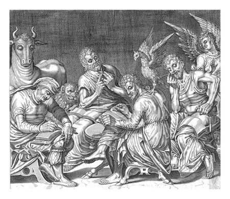 Téléchargez les photos : Les quatre évangélistes avec leurs symboles, Bartholomeus Willemsz. Dolendo, d'après Aertgen Claesz van Leyden, 1589 - 1626 - en image libre de droit