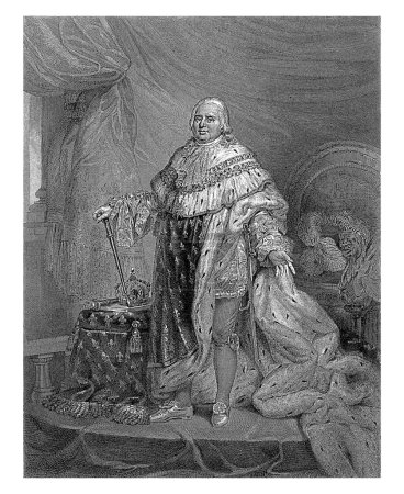 Téléchargez les photos : Portrait de Louis XVIII, roi de France, Louis Gustave Thibault, d'après Paulin Guerin, d'après Auguste Sandoz, 1838 - 1841 - en image libre de droit