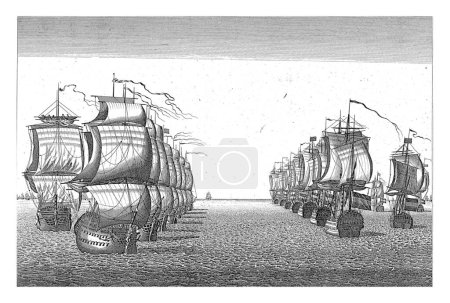 The beginning of the naval battle at Dogger Bank, 1781, Georg Mathaus Probst, after A. Rooland, after Mathias de Sallieth, 1781 - 1788