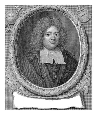 Foto de Retrato de Frederik van Leenhof, Pieter van Gunst, después de Roelof Koets (II), 1706 - 1731 Frederik van Leenhof a la edad de 59 años. Pastor holandés, entre otros en Zwolle. - Imagen libre de derechos
