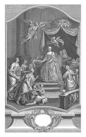 Téléchargez les photos : Glorification de Marie-Thérèse, 1744, Frans Pilsen, d'après Philips Karel Marissal, 1744 Allégorie à l'inauguration de l'archiduchesse Marie-Thérèse comme comtesse de Flandre le 27 avril 1744. - en image libre de droit