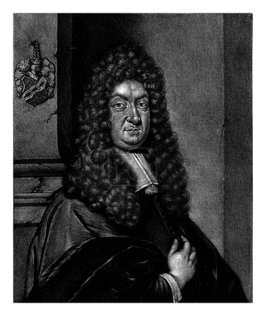 Photo for Portrait of Zacharias Konrad Uffenbach, Pieter Schenk (I), after Theodor Roos, 1670 - 1713 The German bibliophile, book collector and traveler Zacharias Konrad Uffenbach. - Royalty Free Image