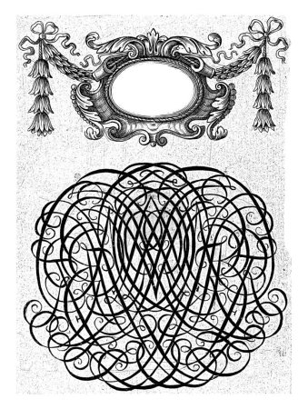 Foto de Cartouche above a monogram, Daniel de Lafeuille, c. 1690 - c. 1691 De una serie de 29 hojas parcialmente numeradas con monogramas numéricos. - Imagen libre de derechos