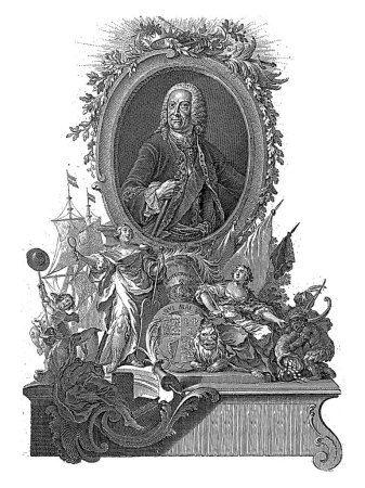 Foto de Retrato de Jorge II, rey de Gran Bretaña, Johann Esaias Nilson, 1731 - 1788, grabado vintage. - Imagen libre de derechos