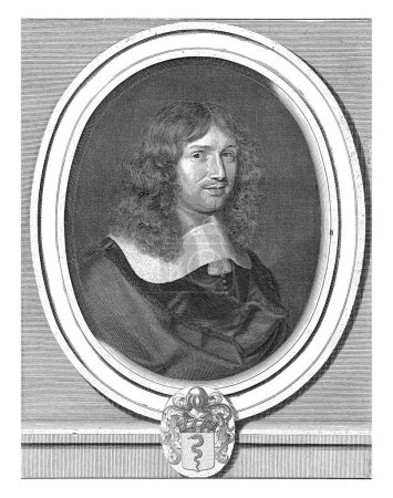 Photo for Portrait of Jean-Baptiste Colbert, Robert Nanteuil, after Philippe de Champaigne, 1660 Portrait of Jean-Baptiste Colbert, Marquis of Seignelay, three-quarters to the right, in an oval frame with text. - Royalty Free Image