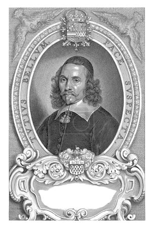 Téléchargez les photos : Portrait de Petrus Weyms, Cornelis Galle (II), d'après Anselm van Hulle, 1649 Portrait de Petrus Weyms, envoyé du Luxembourg lors des négociations pour la paix de Munster. - en image libre de droit