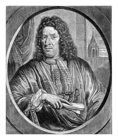 Téléchargez les photos : Portrait de Dirk Scholl, Thomas van der Wilt, 1699 Dirk Scholl, organiste à Delft, tenant un rouleau de partitions. - en image libre de droit