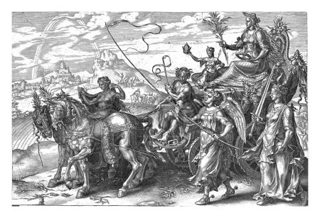 Téléchargez les photos : Chariot triomphal avec paix (Pax), Cornelis Cort, d'après Maarten van Heemskerck, 1564 - en image libre de droit