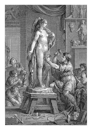 Téléchargez les photos : Pygmalion fait une statue d'une femme, Emmanuel Jean Nepomucene de Ghendt, d'après Charles Joseph Dominique Eisen, 1748 - 1815 Le roi de Chypre. - en image libre de droit