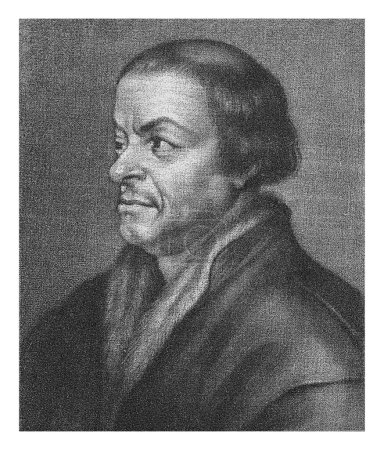Foto de Retrato de Johann Froben, Abraham Bloteling, después de Hans Holbein (II), 1671 El erudito, impresor y editor alemán Johann Froben (Johannes Frobenius). - Imagen libre de derechos