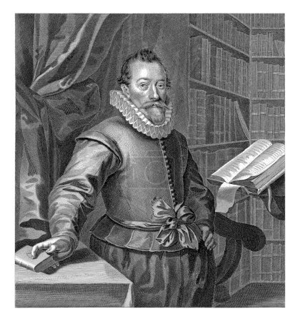Foto de Retrato de Jacobus Taurinus, Hendrik Bary, 1657 - 1707 Retrato de Jacobus Taurinus, de pie en un atril de una biblioteca. - Imagen libre de derechos