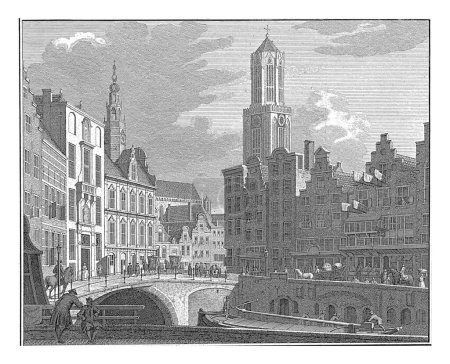Foto de Vista del antiguo ayuntamiento de Utrecht, Jan Caspar Philips, después de Cornelis Pronk, 1756, grabado vintage. - Imagen libre de derechos