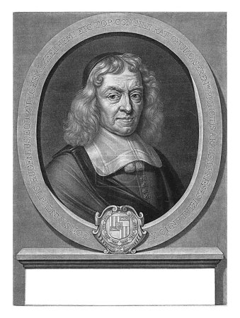 Photo for Portrait of Constantijn Huygens, Abraham Bloteling, after Bernard Vaillant, 1690 Portrait of Constantijn Huygens, poet, secretary to Prince Frederik Hendrik and Prince Willem II. - Royalty Free Image