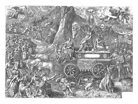 Foto de El carro triunfal de la paz, 1577, Wierix, después de Willem van Haecht (I), 1577 Alegoría de la paz concluyó con el Edicto Eterno de 1577. - Imagen libre de derechos