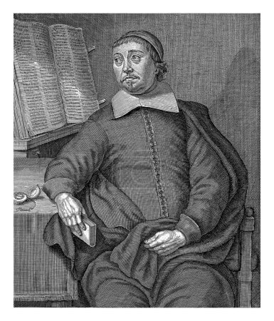 Foto de Retrato de Cornelius Cossius, Crispijn van de Passe (II), 1661 - 1670 Retrato del predicador Cornelius Cossius. En los márgenes un poema de alabanza de ocho líneas, en dos columnas, en holandés. - Imagen libre de derechos