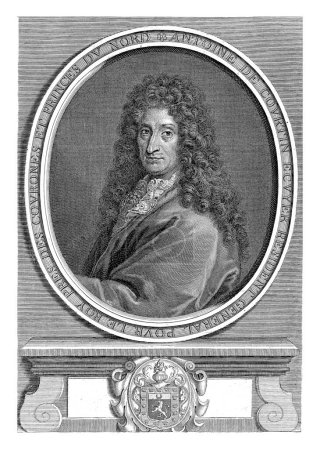 Foto de Retrato del escritor Antoine de Courtin, Cornelis Martinus Vermeulen, después de H. Charles Cheurier, 1688 - Imagen libre de derechos