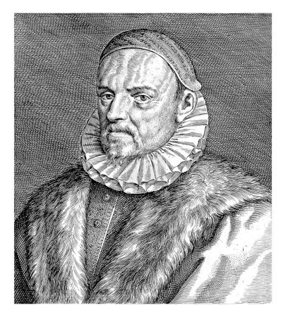 Photo for Portrait of Hugo Donellus, Crispijn van de Passe (I), after 1591 - 1637 Portrait of the professor Hugo Donellus, at the age of 65. In the margin the name. - Royalty Free Image