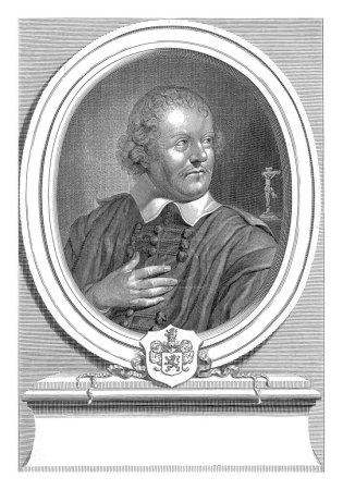 Foto de Retrato del clérigo Hendrik van Alckemade, Jan de Visscher, 1680, grabado vintage. - Imagen libre de derechos
