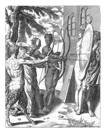 Foto de La verdad protege al creyente de todo mal, Dirck Volckertsz. Coornhert, después de Adriaan de Weerdt, 1566 - 1578 El hombre está asediado por toda clase de maldad. - Imagen libre de derechos