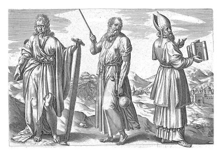 Foto de Isaías, Jeremías y Ezequiel, Jan Snellinck (I), 1585 - 1643 Los profetas Isaías, Jeremías y Ezequiel están uno al lado del otro en un paisaje. - Imagen libre de derechos