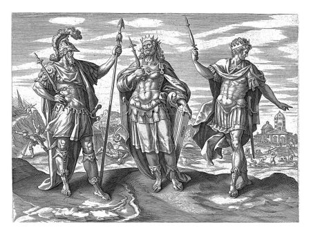 Photo for Saul, David and Solomon, Maerten de Vos, 1596 - 1643 The Kings Saul, Spear in Hand, David, Harp in Hand, and Solomon. In the background important events in their lives. - Royalty Free Image
