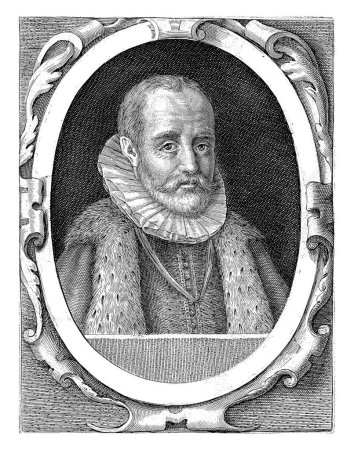 Téléchargez les photos : Portrait de Rombout Hogerbeets, Crispijn van de Passe, 1574 - 1637 Portrait de l'homme d'État néerlandais et pensionné de Leyde, Rombout Hogerbeets. - en image libre de droit