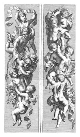 Photo for Two trophies with putti, Louis Testelin, 1663 - before 1724 Each trophy consists of six putti. Sheet 11 from a series of 6 sheets with reverse-sided German copies after Louis Testelin. - Royalty Free Image