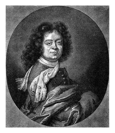 Téléchargez les photos : Portrait du peintre de cour Gottfried Keck, Pieter Schenk (I), d'après David Richter (I), 1670 - 1713 - en image libre de droit