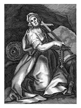 Foto de Santa Silvia de Roma como ermitaño, Boetius Adamsz. Bolswert, después de Abraham Bloemaert, 1590 - 1662 - Imagen libre de derechos