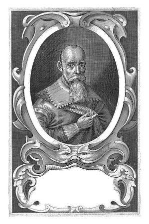 Photo for Portrait of Abraham Zacutus Lusitanus at the age of 66, Claude Audran (I), 1643 - 1644, vintage engraved. - Royalty Free Image