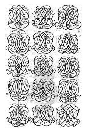 Foto de Quince Monogramas de Letras (BDE-BDT), Daniel de Lafeuille, c. 1690 - c. 1691 De una serie de 29 hojas parcialmente numeradas con monogramas numéricos. - Imagen libre de derechos