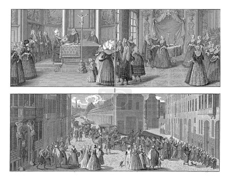 Photo for Baptism, marriage and burial ceremony at the Lutherans in Augsburg, Bernard Picart (workshop of), after Catharina Heckel- Sperling, 1732. - Royalty Free Image