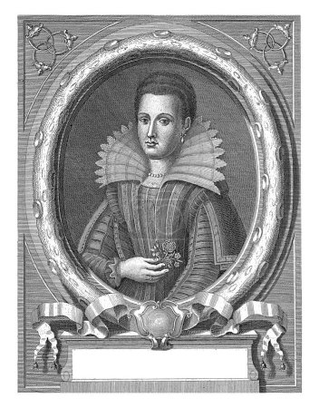 Foto de Retrato de Bianca de 'Medici, Francesco Allegrini, después de Giuseppe Zocchi, 1739 - 1773 Retrato de Bianca de' Medici en marco oval con un cartucho vacío debajo. - Imagen libre de derechos