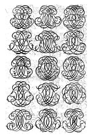 Foto de Quince Monogramas de Letras (GHI-GHZ), Daniel de Lafeuille, c. 1690 - c. 1691 De una serie de 29 hojas parcialmente numeradas con monogramas numéricos. - Imagen libre de derechos