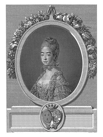Téléchargez les photos : Portrait de Marie Joséphine de Savoie, Louis Jacques Cathelin, d'après Hubert Drouais, vers 1774, gravé vintage. - en image libre de droit