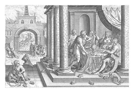 Téléchargez les photos : Peste des grenouilles et des moustiques, Johann Sadeler (I), d'après Marten van Cleve (I), 1639 Au premier plan la deuxième peste que Dieu a fait venir sur l'Egypte : une peste de grenouilles. - en image libre de droit