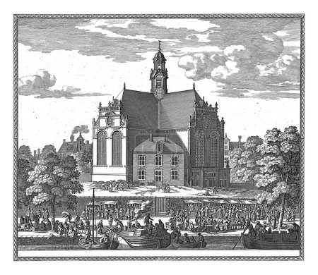 Foto de Vista del Noorderkerk en Amsterdam, Pieter Hendricksz. Schut, 1662 - 1720 Vista del Noorderkerk y parte del Noordermarkt en Amsterdam. - Imagen libre de derechos