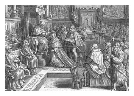 Téléchargez les photos : Couronnement de Cosimo De 'Medici en 1569, Philips Galle, d'après Jan van der Straet, 1583 Dans la chapelle Sixtine, Cosimo De' Medici a été couronné grand-duc de Toscane par Pie V en 1569. - en image libre de droit