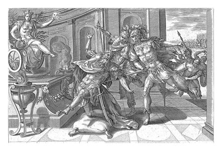 Photo for Death of Sennacherib, Maerten de Vos, 1585 While King Sennacherib of Assyria is kneeling in the temple of his god Nisroch, he is murdered by two of his sons. - Royalty Free Image