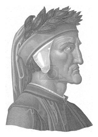 Photo for Portrait of Dante Alighieri, Giacinto Maina, after Agostino Comerio, after Raphael, 1800 - 1899, vintage engraved. - Royalty Free Image