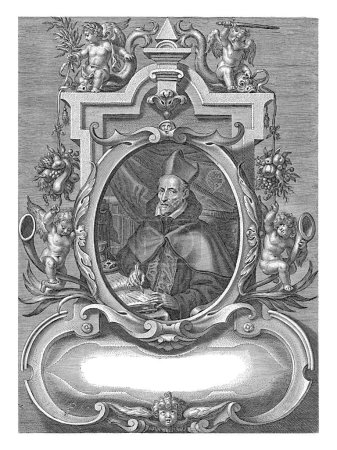 Téléchargez les photos : Portrait de Johannes Wiggers, Cornelis Galle, d'après H. de Smet, vers 1639 - vers 1678 Portrait du professeur de théologie de Louvain Johannes Wiggers dans son étude. - en image libre de droit