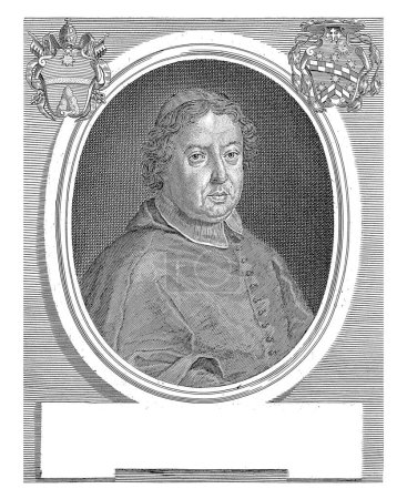 Photo for Portrait of Cardinal Giuseppe Vallemani, Girolamo Rossi (II), after Antonio Odazzi, 1706 - 1762, vintage engraved. - Royalty Free Image