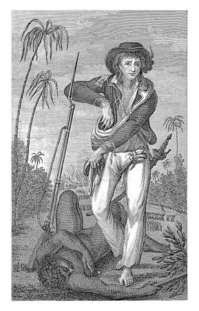 Photo for Portrait of John Gabriel Stedman, Reinier Vinkeles (I), after Tardieu, 1751 - 1816 Portrait of John Gabriel Stedman. Next to him on the ground a wounded black man. - Royalty Free Image