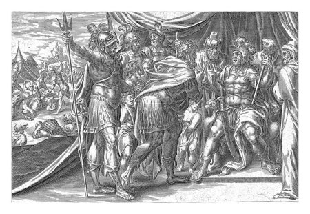 Téléchargez les photos : Achan avant Josué, Harmen Jansz Muller, après Gérard van Groeningen, 1579-1585 Achan est amené devant Josué, parce qu'il avait volé le butin de guerre. - en image libre de droit