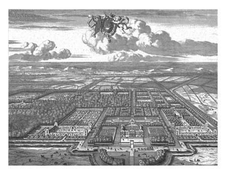 Photo for Bird's eye view of Honselaarsdijk, Abraham Bloteling, after Abraham Jansz. Begeyn, 1684 - 1690 Bird's-eye view of Honselaarsdijk Palace and its gardens. - Royalty Free Image