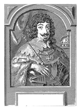 Téléchargez les photos : Portrait de Louis XIII, roi de France, Pieter de Jode (II), 1628-1670 Portrait de Louis XIII, roi de France. Dans sa main droite, il tient un bâton. - en image libre de droit