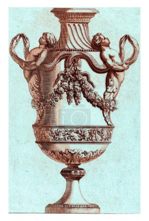 Téléchargez les photos : Vase avec putti et serpents, L. Laurent, d'après Jean François Quarante, 1775 - 1785 Un vase orné de guirlandes florales, putti en demi-chiffres et serpents. - en image libre de droit