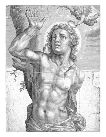 Photo for St. Sebastian, Jacob Matham, 1600 - 1610, vintage engraved. - Royalty Free Image