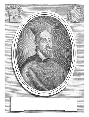 Photo for Portrait of Cardinal Ascanio Filomarino, Albertus Clouwet, 1666 - 1679 Portrait in oval frame of Cardinal Ascanio Filomarino. Bust to the right. - Royalty Free Image